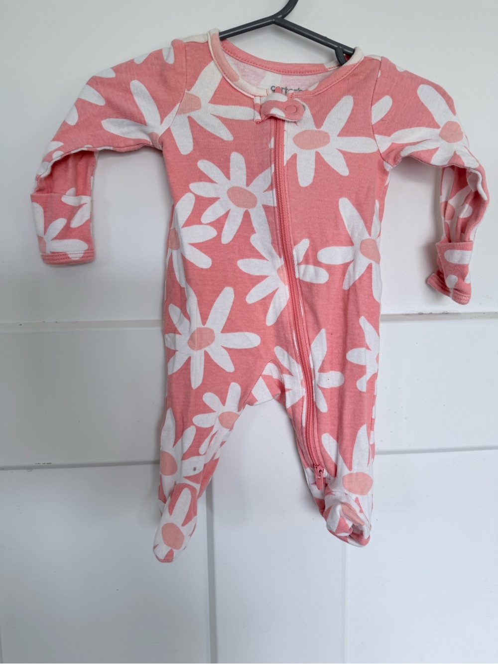 Carter's Pink Daisy-Print Zipper Footie